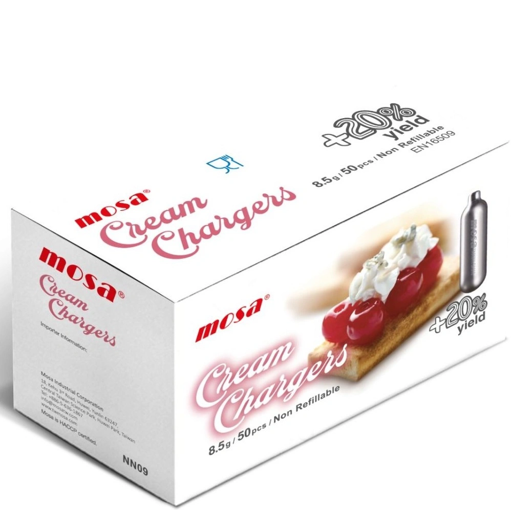 Cream Chargers by Mosa - Case of 600 (12 x 50s) N2O 8.5g BUSINESS ONLY